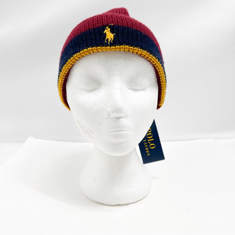 Polo Ralph Lauren Regimental Stripe Cuffed Watch Cap Beanie Ski Hat - Picture 4 of 10